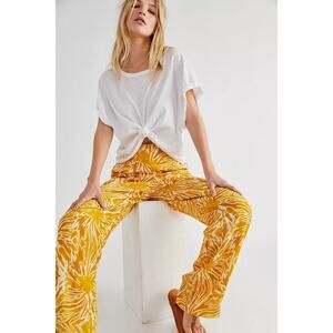 Scotch & Soda Pant Marigold Dyed Wash Floral Wide Leg Flowy XS Yellow Boho